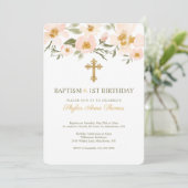 Baptisme & 1St Birthday Elegant Waterverf Florals Kaart (Staand voorkant)