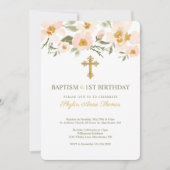Baptisme & 1St Birthday Elegant Waterverf Florals Kaart (Voorkant)