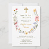 Baptisme & 1St. Birthday Elegant Wildflower Wreats Kaart (Voorkant)
