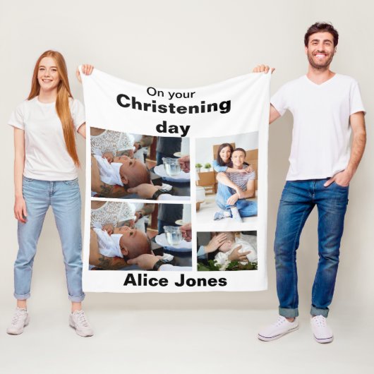 Baptisme - Aangepast 4 Fotocollage Fleece Deken (In situ)