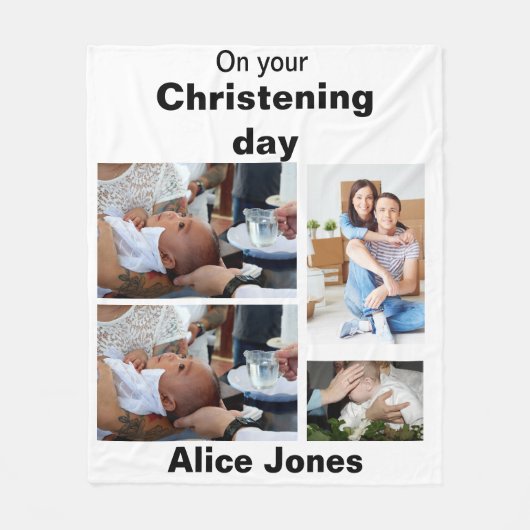 Baptisme - Aangepast 4 Fotocollage Fleece Deken (Voorkant)