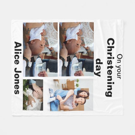Baptisme - Aangepast 4 Fotocollage Fleece Deken (Voorkant (Horizontaal))