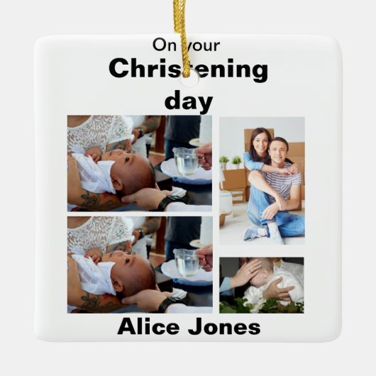 Baptisme - Aangepast 4 Fotocollage Keramisch Ornament (Voorkant)