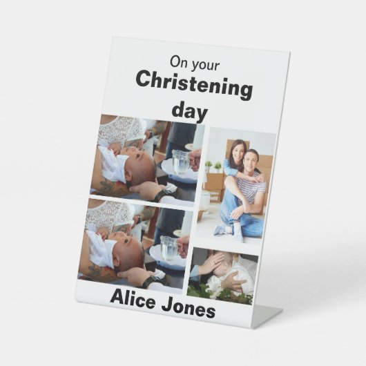 Baptisme - Aangepast 4 Fotocollage Reclamebord Met Voetstuk (Voorkant)