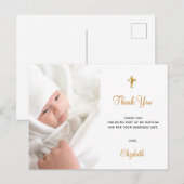 Baptisme aangepast foto wit goud bedankt briefkaart (Voorkant / Achterkant)