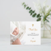 Baptisme aangepast foto wit goud bedankt briefkaart (Staand voorkant)