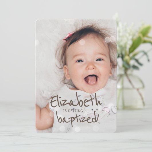 Baptisme | Aangepaste foto met milde lichten Kaart (Staand voorkant)