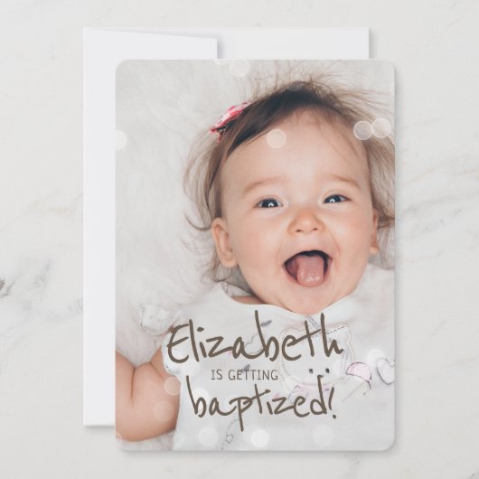 Baptisme | Aangepaste foto met milde lichten Kaart (Voorkant)