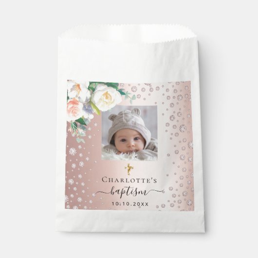 Baptisme aangepaste foto's roos gouden medailles bedankzakje (Voorkant)