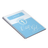 Baptisme, aangepaste naam, blauw kind van God Notitieboek (Rechterzijde)