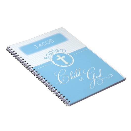 Baptisme, aangepaste naam, blauw kind van God Notitieboek (Rechterzijde)
