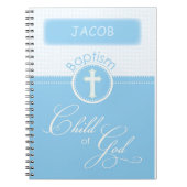 Baptisme, aangepaste naam, blauw kind van God Notitieboek (Voorkant)