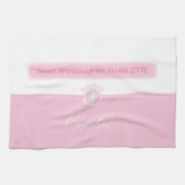 Baptisme, Aangepaste naam, Gefeliciteerd Roze Kind Theedoek (Horizontaal)