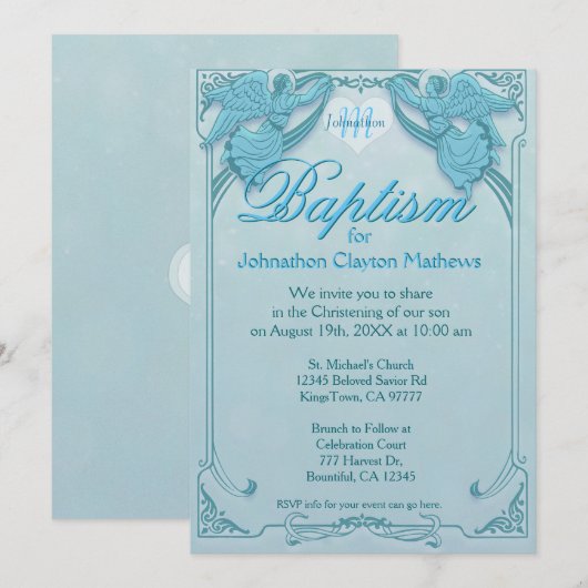 Baptisme | Angel Monogram Kaart (Voorkant / Achterkant)