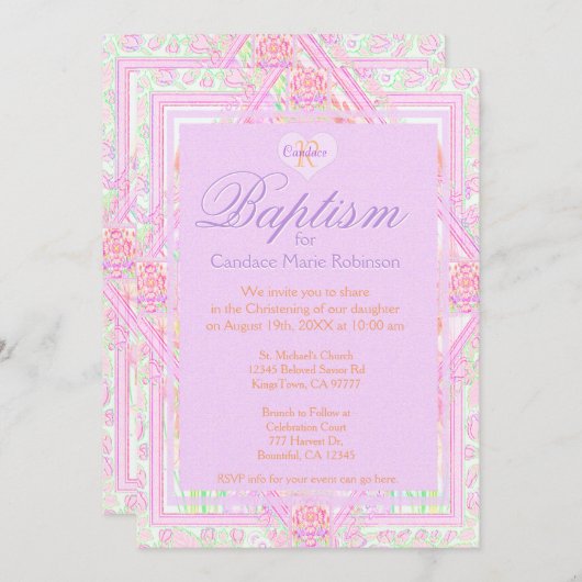 Baptisme | Angel Monogram Kaart (Voorkant / Achterkant)