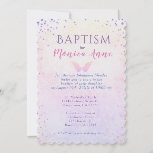 Baptisme | Angel Wings- en regenboogConfetti Kaart (Voorkant)