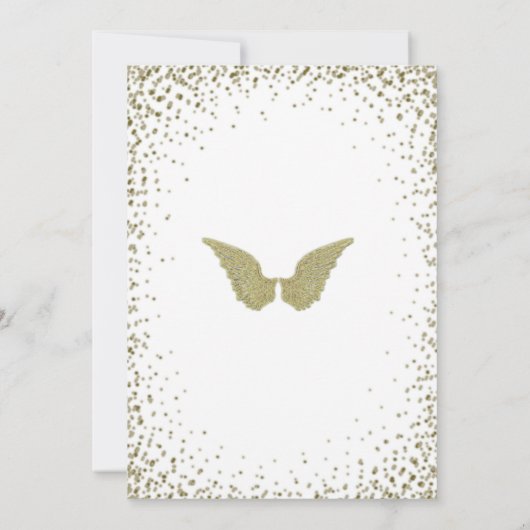 Baptisme | Angel Wings & Gold Confetti Kaart (Achterkant)