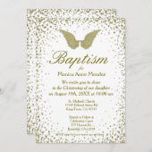 Baptisme | Angel Wings & Gold Confetti Kaart (Voorkant / Achterkant)