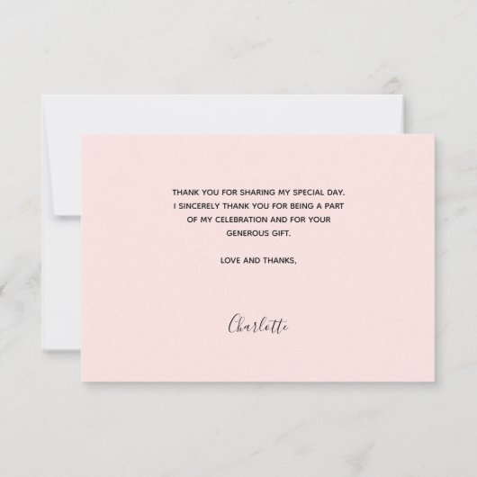 Baptisme baby girl blush roos goudfotoscript bedankkaart (Achterkant)