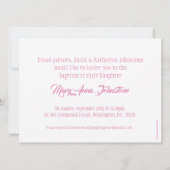 Baptisme baby girl duif en foto-uitnodigcard kaart (Achterkant)