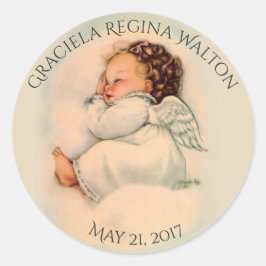 Baptisme  Baby Girl Sleeping Angel Ronde Sticker