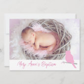 Baptisme baby girl uil vogelfoto-uitnodigkaart kaart (Voorkant)