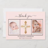 Baptisme baby meisje blush roze foto bedankt! kaart (Voorkant)