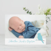 Baptisme babyjongen uil vogelfoto-uitnodigkaart kaart (Staand voorkant)