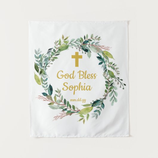 Baptisme Backdrop Decorations Girl Boy God Bless Wandkleed (Voorkant)