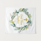 Baptisme Backdrop Decorations Girl Boy God Bless Wandkleed (Voorkant (horizontaal))