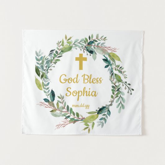 Baptisme Backdrop Decorations Girl Boy God Bless Wandkleed (Voorkant (horizontaal))