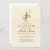 Baptisme, Baptismal-uitnodiging, groen en goud Kaart (Voorkant / Achterkant)