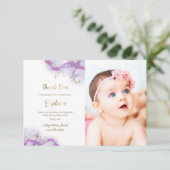 Baptisme bedankt paarse inkt kaart (Staand voorkant)