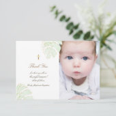 Baptisme bedankt palm laat glitter-uitnodiging kaart (Staand voorkant)