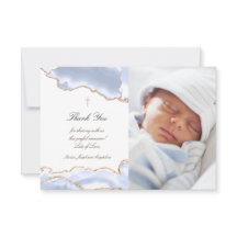 Baptisme bedankt pastel blauwe agate uitnodiging