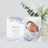 Baptisme bedankt pastel blauwe agate uitnodiging (Staand voorkant)