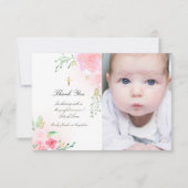 Baptisme bedankt roze rozen kaart (Voorkant)