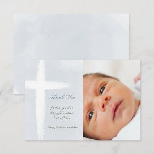Baptisme bedankt voor de moderne kruisuitnodiging kaart (Voorkant / Achterkant)
