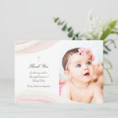 Baptisme bedankt voor de roze marmer uitnodiging (Staand voorkant)
