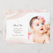Baptisme bedankt voor de roze marmer uitnodiging (Voorkant / Achterkant)