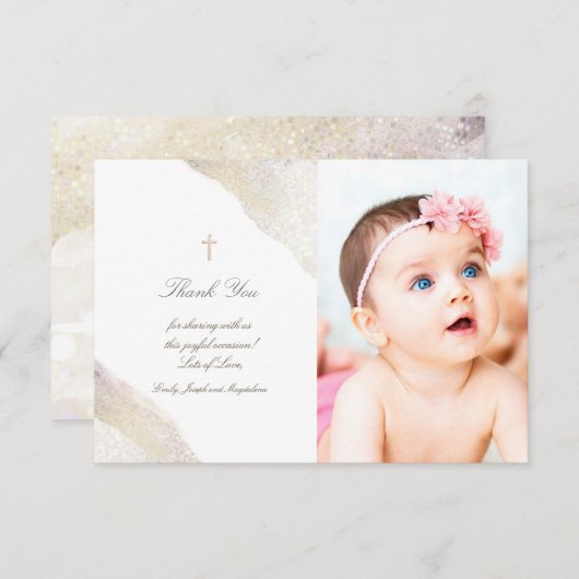 Baptisme bedankt waterverf glitter kaart (Voorkant / Achterkant)