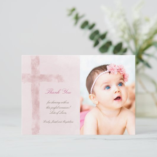 Baptisme bedankt waterverf Heilige Kruis Kaart (Staand voorkant)