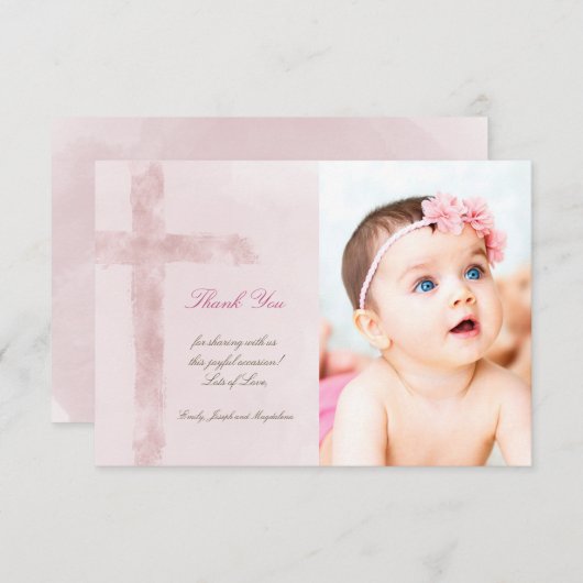 Baptisme bedankt waterverf Heilige Kruis Kaart (Voorkant / Achterkant)