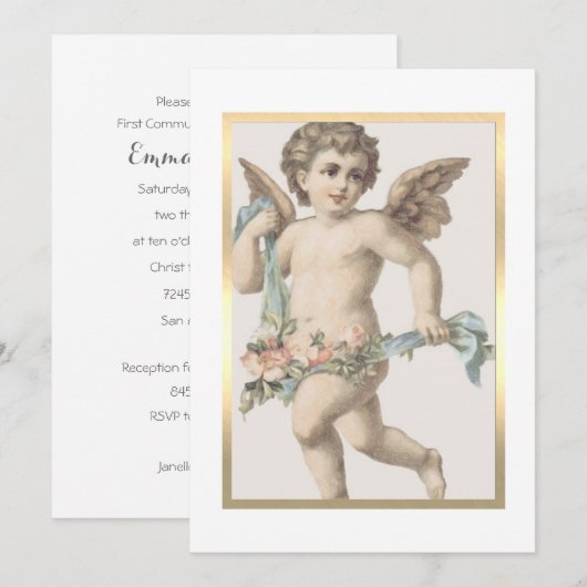 Baptisme/Bevestiging/Eerste Communie Cherub Kaart (Voorkant / Achterkant)