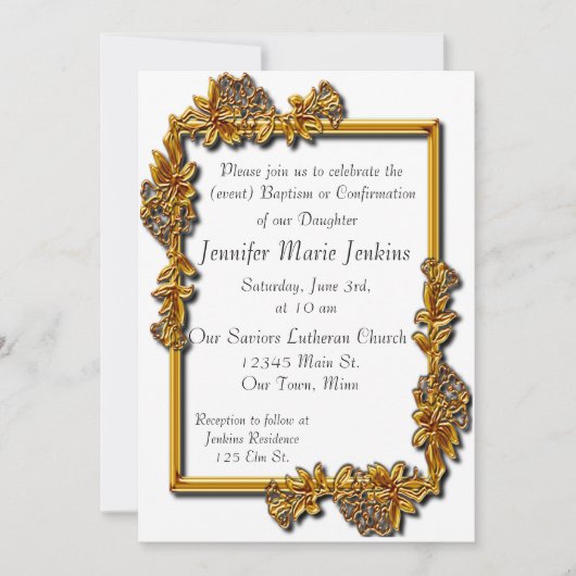 Baptisme, Bevestigingsceremonie Uitnodiging (Voorkant)