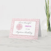 Baptisme Birthday Custom Name Pink Lace Pattern Kaart (Voorkant)