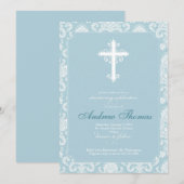 Baptisme - Blue Damask Kaart (Voorkant / Achterkant)