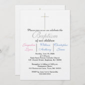 Baptisme Blue Pink Triplets Kaart (Voorkant / Achterkant)