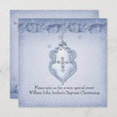 Baptisme Blue White Lace Jewel Cross Boy damask Kaart (Voorkant / Achterkant)