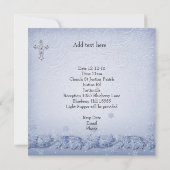 Baptisme Blue White Lace Jewel Cross Boy damask Kaart (Achterkant)
